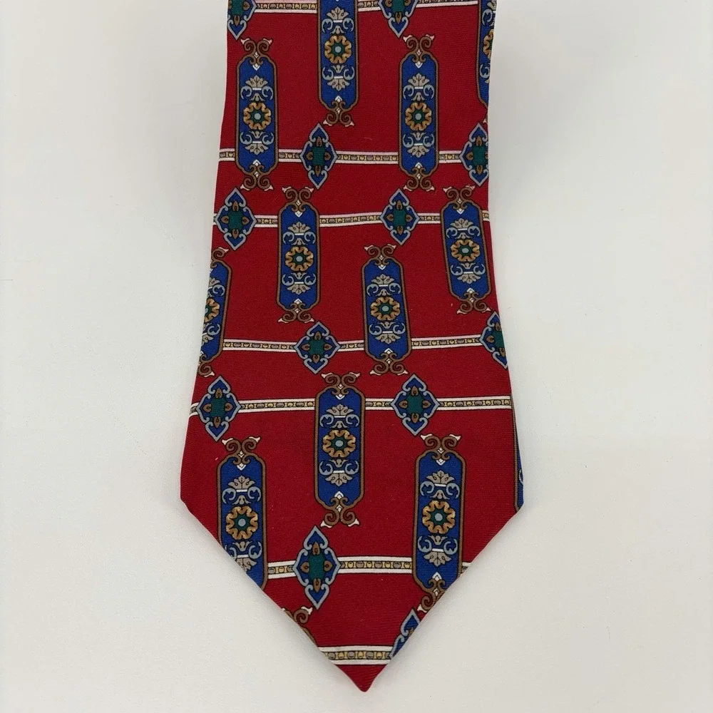 Boston Harbor Mens Tie All Silk Made‎ in USA Repp Necktie Ornate Persian Foulard